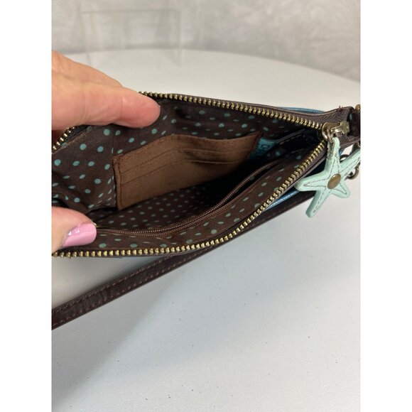 Chala Cross Body Purse Bag Mini Teal Octopus Zip Closure - Picture 5 of 9